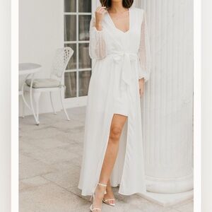 Sophia Hand Beaded Pearl Sleeve Maxi Robe